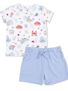 Angel Dear Sailor Sea Life T ShirtSet with Blue Shorts Set 4T